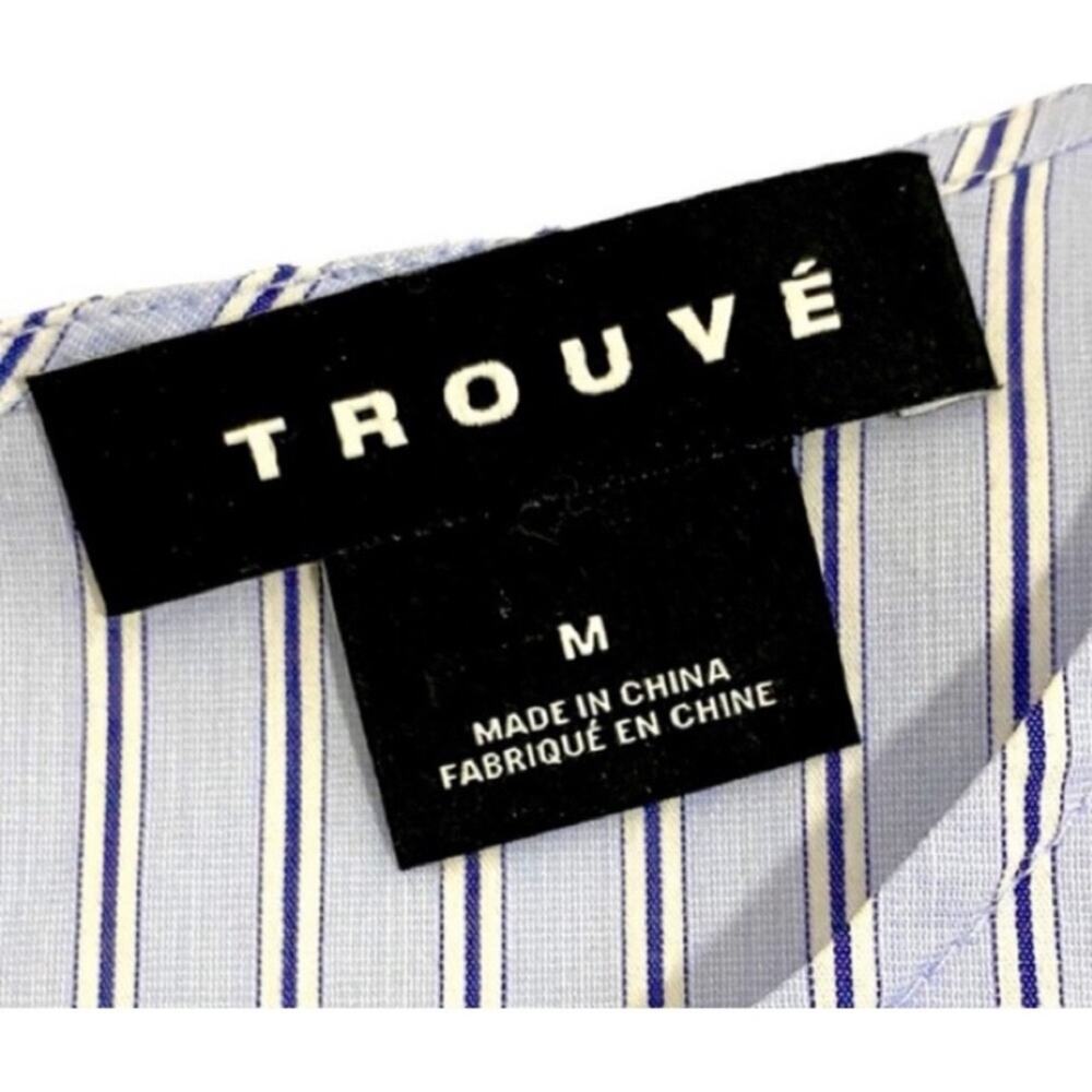 Trouve Blue & White Stripe Sleeveless Frill Ruffle Top, Size Medium - Picture 12 of 14